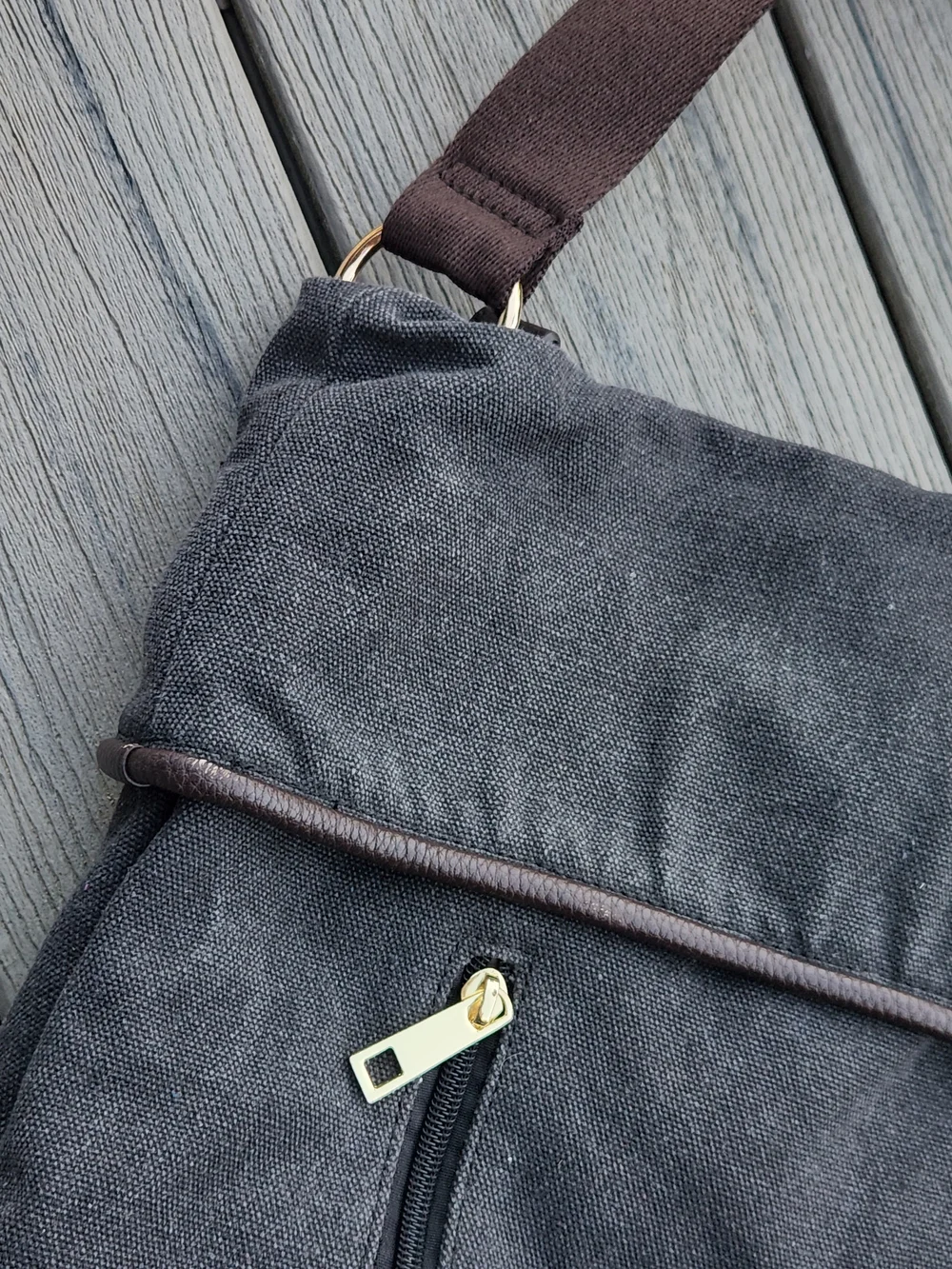 Everyday Dark Gray Canvas Hobo Bag with Top Handle